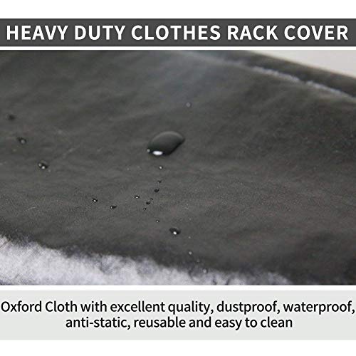 Garment Rack Cover 59" Clothes Rack Cover for Storage, Heavy Duty Dustproof Waterproof Clothes Closet Cover with 2 Full Strong Zipper, Wardrobe Rack Cover for Dance Costume, Dress, Suit（Only Cover）