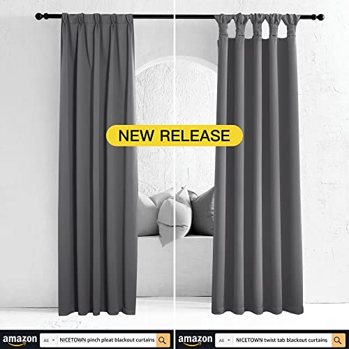 NICETOWN Thermal Insulated Blackout Curtains - Grommet Top Window Treatment Drapes for Hall (2 Panels, W42 x L90 inches, Grey) - color: Grey, size: 42"W x 90"L (Pack of 2)