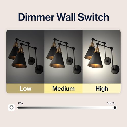 JONATHAN Y Rover 1-Light Wall Sconce 7", Black/Brass Gold, Set of 2 | Adjustable Arm, Hardwired Bedside Reading Swing Arm, Farmhouse Cone Shade, Metal Hardwired Indoor Fixture, LED Bulbs Included - color: Black/Brass Gold, size: Set of 2