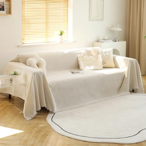 Couch Cover Sofa Cover Washable Love Seat Couch Covers Single Chenille Couch Cover Living Room Dogs Couch Protector Sofa Slipcovers for Pets,Kids, 71"x 102", Beige - color: Tassels Edge-beige, size: 71"x 102"