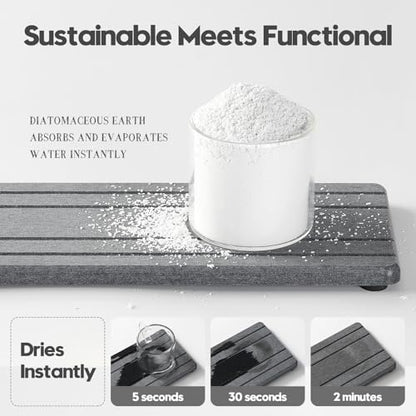 2PCS Diatomite Quick Stone Drying Tray Mat For Bathroom & Kitchen Counter, Instant Dry Water Absorbent Drink Bar Coaster,Vanity Sink Caddy Organizer,Dish Soap Sponge Holder, Dark Gray,9"x3.5" - color: 2pack-9"x 3.5" - Dark Gray