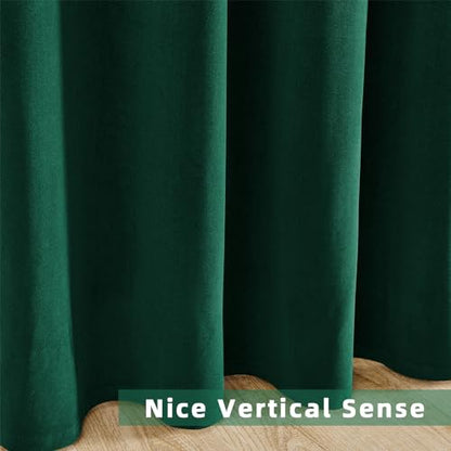 Joydeco Dark Green Velvet Curtains 63 Inches Long, Luxury Grommet Blackout Curtain 2 Panels, Thermal Insulated Privacy Room Darkening Window Drapes for Bedroom Living Room Home Theatre (52Wx63L) - color: *Grommet | Dark Green, size: 52"W x 63"L (Pack of 2