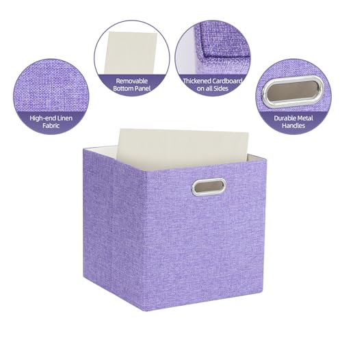 11" x 11" x 11" Linen Storage Cubes with Handles, Pack of 4 | Collapsible Fabric Bins for Home Organization, Suitable for Shelves, Closet, Wardrobe, Bedroom - size: 11 x 11 x 11 Inch