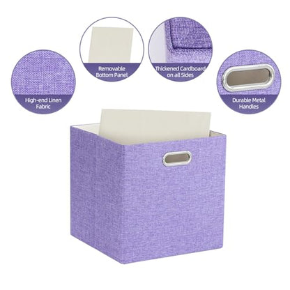 11" x 11" x 11" Linen Storage Cubes with Handles, Pack of 4 | Collapsible Fabric Bins for Home Organization, Suitable for Shelves, Closet, Wardrobe, Bedroom - size: 11 x 11 x 11 Inch