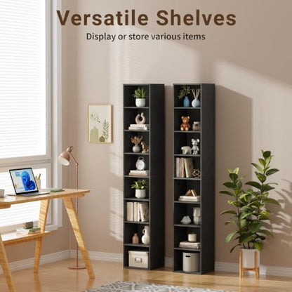 8 Cube Black Book Shelf, Tall Bookcase for Bedroom Home Office Living Room - color: Black, size: 8 Cube