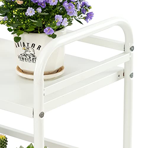 HDANI 3 Tier Metal Rolling Utility Cart,High Capacity Multi Purpose Heavy Duty Cart for Office,Kitchen,Living Room,Bedroom,White - color: White, size: Large Solid with Basket