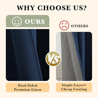 RYB HOME Navy Blue 100% Blackout Sliding Door Curtains 60 Wide 84 Long | Single Panel, Linen Blackout Drape, Bedroom Apartment Closet, Room Divider, Privacy Protection, Thermal Insulated, W60 x L84 - color: Navy Blue, size: 60"W x 84"L (Pack of 1)