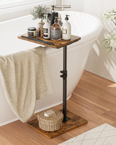 Masupu Sofa Arm Tray Table - 360° Swivel Height Adjustable End Table, Small Snack Side Table for Couch, C Shaped Table for Bed, Chair or TV Tray Table(Rustic Brown, Angle Adjustable) - color: Rustic Brown-angle Adjustable