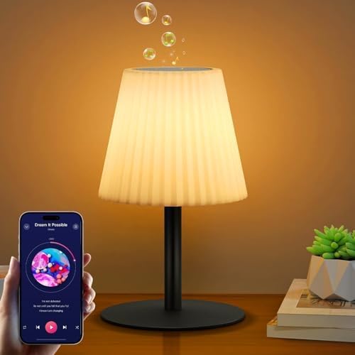 Shower Lamp with Speaker IP44 Waterproof, Rechargeable Cordless Table Lamp RGB Color with Remote, LED Battery Operated Lights for Inside/Outdoor Bathroom Night Light Patio - color: 1 Pack