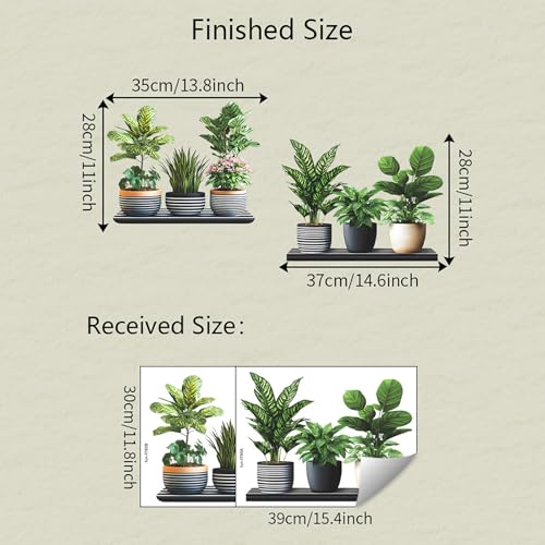Green Plant Wall Decals 3D Bonsai Tropical Betterfly Wall Sticker Creative Vinyl Peel and Stick Removable Wall Art Decor for Living Room Bedroom Home Office (Green Plant 7) - style: Green Plant 7