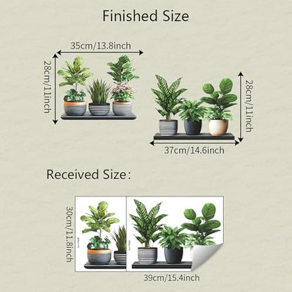 Green Plant Wall Decals 3D Bonsai Tropical Betterfly Wall Sticker Creative Vinyl Peel and Stick Removable Wall Art Decor for Living Room Bedroom Home Office (Green Plant 7) - style: Green Plant 7