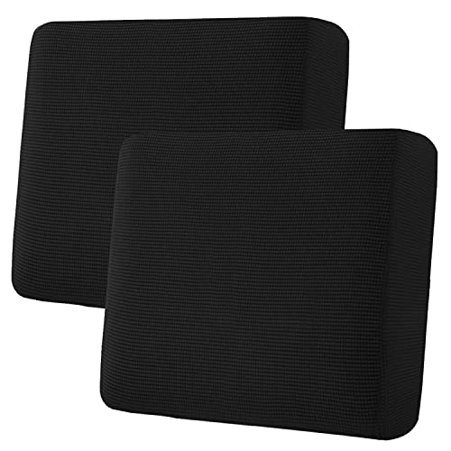 H.VERSAILTEX Super Stretch Individual Seat Cushion Covers Sofa Covers Couch Cushion Covers Slipcover Sets Thick Jacquard Textured Twill Fabric (2 Piece Large Sofa Cushion Covers, Black) - color: Black, size: 2 Cushion Sofa