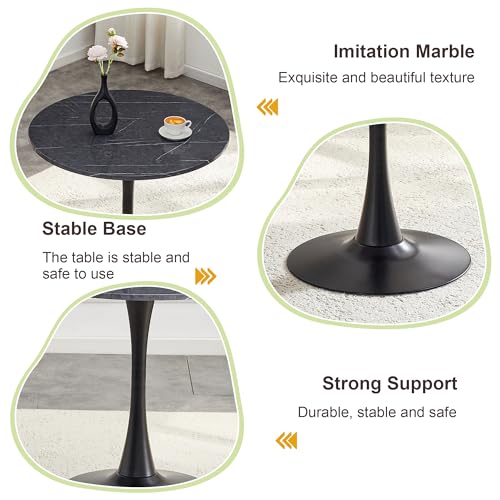 31.5" Round Dining Table, Mid-Century Modern Tulip Table with Thickened Tabletop & Metal Pedestal, Circle Bistro Table for Kitchen, Small Places, Apartments, Cafe - color: Dark Grey, size: 31.5" dining table