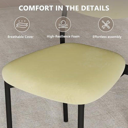 Einhomn Upholstered Dining Chairs Set, Modern Stackable Dining Room Chairs with Soft Velvet Backrest, Kitchen Chairs with Sturdy Metal Legs for Living Room, Restaurant, Set of 2,Light Green - color: Light Green