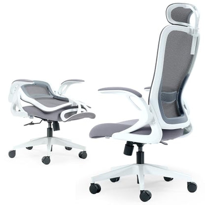 Tervo Model U | Folding Office Chair for Small Spaces | Ergonomic Design with High Rebound Mesh | Computer Desk Chair for Gaming | For Adults & Kids | Foldable & Compact with Flip Up Arms