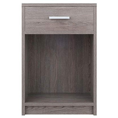 Contemporary Ergode Wood Rennick Accent Table - Rustic Charm, Side Table, Drawer, Cabinet, Mini-Bookshelf, Printer Stand, Ash Gray