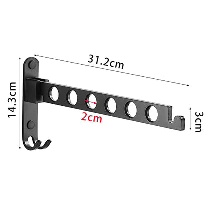 JOOM Wall Mounted Clothes Drying Rack, Black, 2 Pack | Folding Clothes Hanger for Laundry Room, Retractable wall hanger folds flat, saves space in closets, bathrooms, Small Spaces - size: Two pack