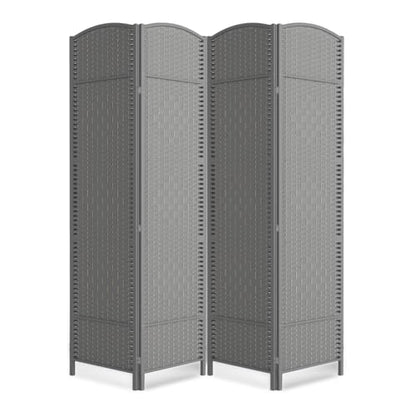 4 Panel Folding Room Divider,Woven Privacy Screen,Grey | Solid wood frame, handcrafted diamond pattern, 6FT tall, extends to 63 inches wide, no assembly required - color: Grey, size: 4-Panel