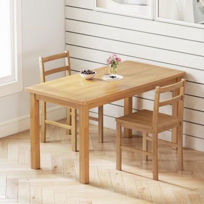 Small Desk with Chair, 43.3" Solid Wood Home Office Desk and Chair Set, Farmhouse Computer Desk with Chairs for Small Spaces, Study Table for Bedroom, Workstation for Home Office, Natural - size: 43.3" Desk with Chair