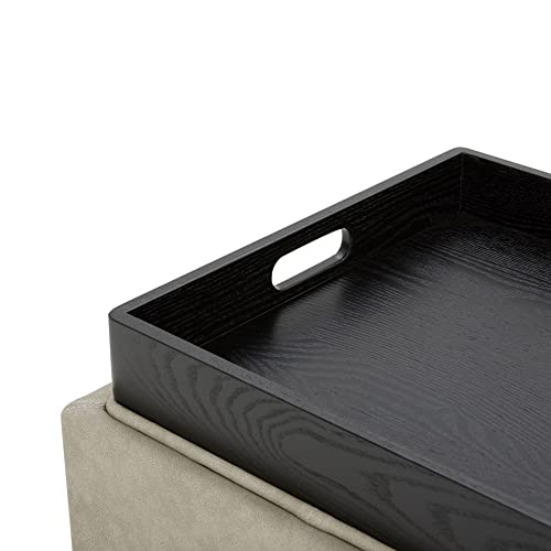 CHITA Storage Ottoman Cube with Tray Lid, Small Footstool with Storage, Square End Table for Living Room and Bedroom, Faux Leather in Stone Gray - color: Stone Gray