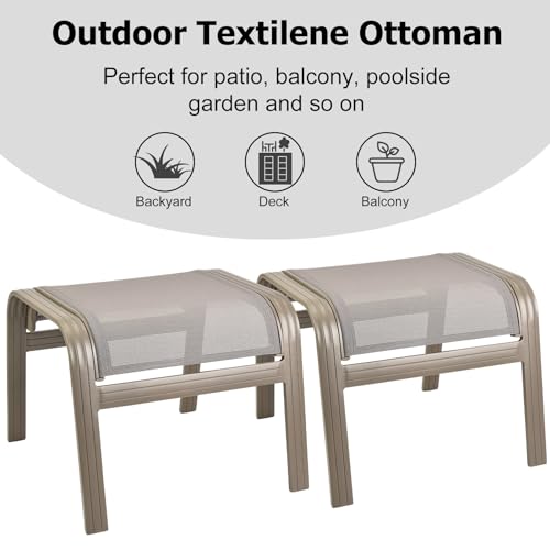 Outdoor Ottoman Patio Footstools Assembled Aluminum Footrest Side Table Small Chair Patio Ottoman for Garden,Balcony,Poolside 2 Set Champagne - color: 2 Pieses-champagne