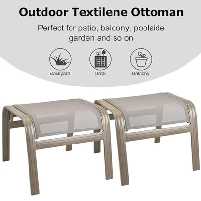 Outdoor Ottoman Patio Footstools Assembled Aluminum Footrest Side Table Small Chair Patio Ottoman for Garden,Balcony,Poolside 2 Set Champagne - color: 2 Pieses-champagne