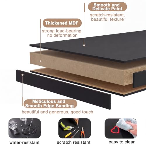 ChooChoo 40 Inches Farmhouse Computer Desk with 2 Drawers | Wooden Writing Desk, Study Desk for Home Office, Makeup Vanity, Black - color: Black, size: 40inch without Power Outlet
