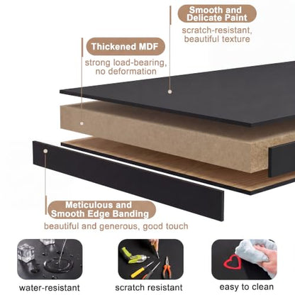ChooChoo 40 Inches Farmhouse Computer Desk with 2 Drawers | Wooden Writing Desk, Study Desk for Home Office, Makeup Vanity, Black - color: Black, size: 40inch without Power Outlet