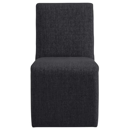 Modway Emory Fabric Slipper Dining Chair in Ebony – Upholstered Armless Dining Side Chair – Versatile Modern Accent Chair or Vanity Chair - color: Ebony