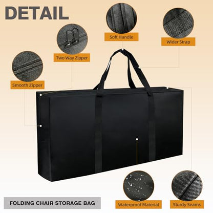 Folding Card Table Storage Bag, Large 35" L x 18" H x 4" W Waterproof Bag for Square 34" Folding Table 600D Heavy Duty Foldable Table Carry Bag, Black