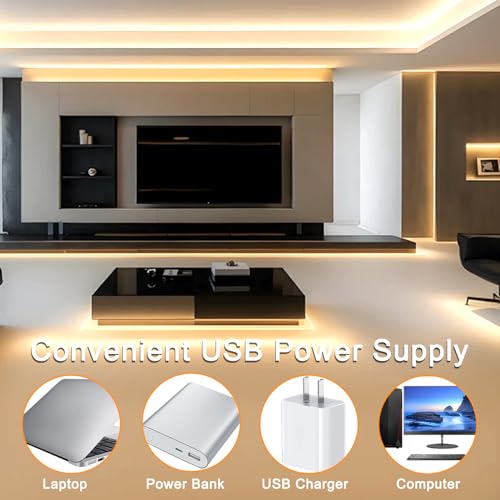 5V COB LED Strip Lights for TV，Dimmable Warm White 9.8FT | USB Powered LED Tape Lights 320Leds/M 3000K COB Flexible Light Strip TV Led Backlight for Bedroom Under Cabinet Kitchen - color: Warm White, size: 9.8ft