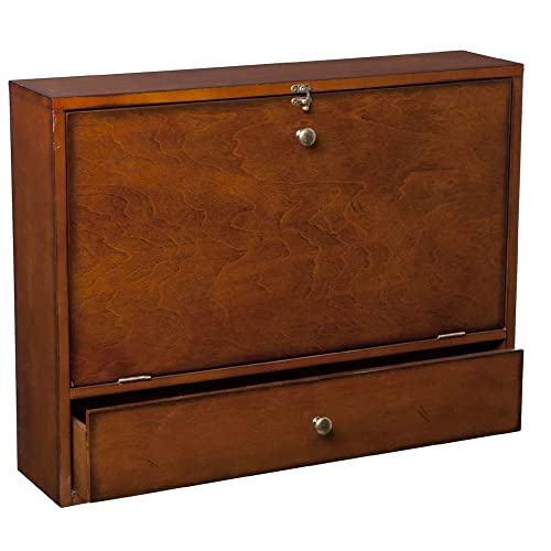 SEI Furniture Benwick Wall Mount Laptop Desk - Brown Mahogany (L x W x H): 26 x 6 x 20 inches - color: Mahogany