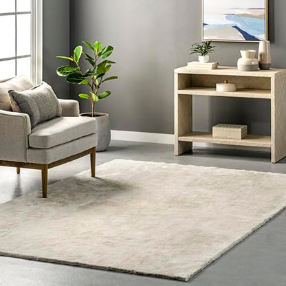 nuLOOM Loni Cream Solid Washable Area Rug, 4' Square - color: Cream, size: 4' x 4' (Square)