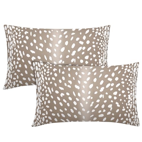 Antelope Lumbar Pillow Covers 12X20 Inch Beige Deer Animal Print Decorative Pillow Cases Modern Neutral Faux Fawn Cotton Linen Throw Pillows Set of 2 Home Decor for Sofa Porch Couch Outdoor - color: Beige, size: 20" x 12" (Pack of 2)