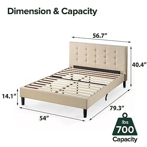 ZINUS Ibidun Upholstered Platform Bed Frame, Mattress Foundation, Wood Slat Support, No Box Spring Needed, Easy Assembly, Full, Beige - color: Beige, size: Full, style: Original Box