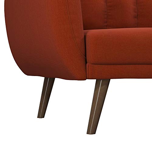 Novogratz Brittany 82 Inch Futon Sofa Bed in Linen, Upholstered Couch Sleeper with Tufted Back, Mid-Century Modern Design, Persimmon - color: Persimmon Linen