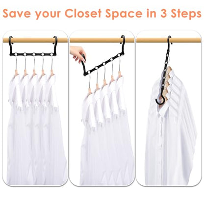 Closet Organizers and Storage, Magic Space Saving Hanger for 40 Heavy Clothes, Smart 360° Swivel Hook Cascading Hangers, Closet Organization Clothes Hangers, College Dorm Room Essentials for Girls | Upgraded Space Saving Hangers,Magic Closet Organization