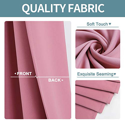 ChrisDowa Room Darkening Curtains for Bedroom and Living Room 40 Inch Long | 2 Panels Set, Thermal Insulated, Noise Reducing, Grommet, Blackout, Window Treatment Drapes, Pink, 29 x 40 Inch - color: Pink, size: 29"W x 40"L (Pack of 2)