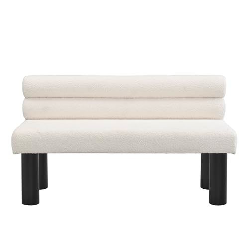 Christopher Knight Home Wally Boucle Upholstered Dining Bench, Modern Large Dining Room Chair, Entryway Ottoman Bench, Bedroom End of Bed Seating, Armless Desing and Wooden Frame, Milky White+Black - color: Milky White+black