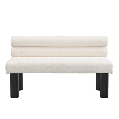 Christopher Knight Home Wally Boucle Upholstered Dining Bench, Modern Large Dining Room Chair, Entryway Ottoman Bench, Bedroom End of Bed Seating, Armless Desing and Wooden Frame, Milky White+Black - color: Milky White+black