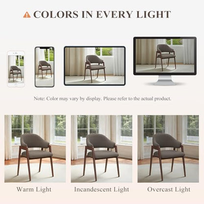 MALOL Wooden Dining Chairs Set of 2, Modern Fabric Upholstered Dining Room Chair, Kitchen Side Chairs, Farmhouse Dinner Chair with Curved Open Back for Kitchen, Camel - color: Camel, size: Set of 2