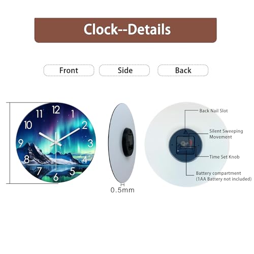 XNM 14 Inch Glass Wall Clocks Battery Operated | Analog Living Room Office Kitchen Wall Clock Round Silent Wall Clock Non Ticking - color: Teal 1, size: 14 Inch