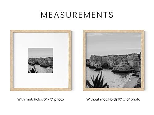 HAUS AND HUES Beige Oak Wood 10x10 Picture Frames - Set of 15, Square Frames with Mat, Elegant Frames for Photos and Wall Gallery (10x10 in, Beige, Set of 15) - color: Beige Oak, size: 10x10 in, style: Set of 15