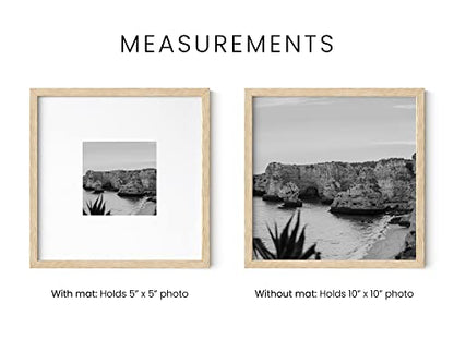 HAUS AND HUES Beige Oak Wood 10x10 Picture Frames - Set of 15, Square Frames with Mat, Elegant Frames for Photos and Wall Gallery (10x10 in, Beige, Set of 15) - color: Beige Oak, size: 10x10 in, style: Set of 15