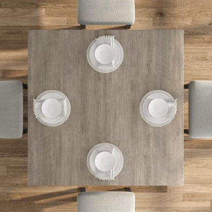 GarveeHome Square Dining Room Table for 4-6 People, Heavy Duty 350Lbs Kitchen Table with 2-Tier Storage, Waterproof Wooden Dinner Table with Sturdy Triangle Legs, Grey. - color: Grey