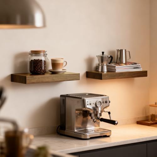 Floating Shelves for Wall,Wall Shelves for Decor Storage,Display Shelving 16 inch Set of 2,Wall Mounted Wood Shelf for Bedroom,Living Room,Bathroom,Kitchen,Brown(2pcs,Brown) - color: Brown, size: 7.8"D x 16"W x 1.73"H