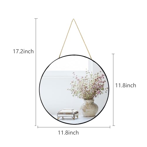 YCHMIR Small Round Wall Mirror,Bathroom Mirror (Black, 11.8 in.) - color: Black
