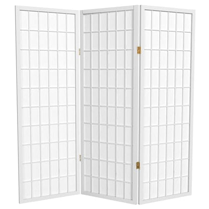 4 ft. Short Window Pane Shoji Screen - White - 3 Panels - color: White, size: 3 Panels