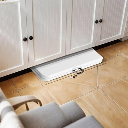 34" Square Folding Table Fold-in-Half Utility Dining Portable Table Heavy Duty HDPE with Carrying Handle, Plastic Tables for Camping,Picnic, Office, Party,Card Table (White) - color: 34"- White(square)