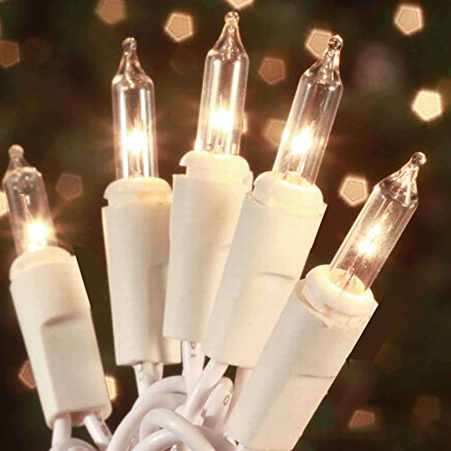 HISHINY Christmas Lights 100 Count Mini Clear Lights 21ft White Wire Christmas Tree String Lights Set for Outdoor Indoor Christmas Decorations Wedding Valentines Day Decor,UL Certified (21feet) - size: 21ft